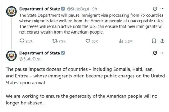 <b><font color='#73b324'>美国暂停75国移民签证申请,柬埔寨在列！</font></b>